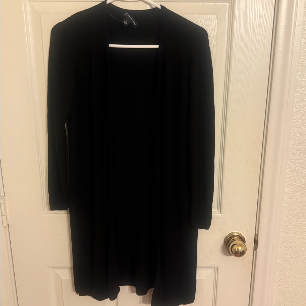 EUC I.N.C. International Concepts Black Open-Front Duster, Size S - Picture 3 of 8